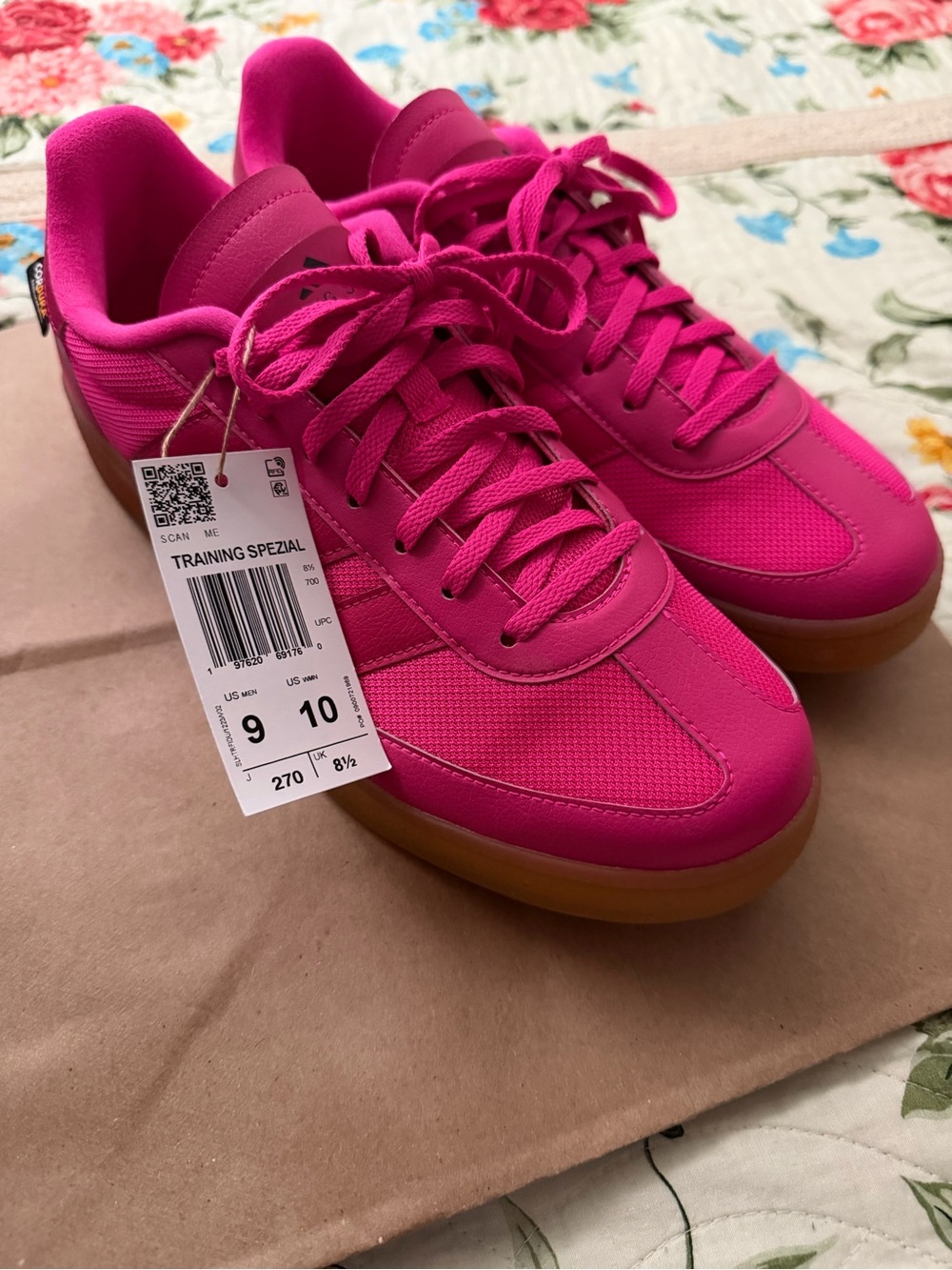 adidas Training Spezial Women’s Athletic Shoes in Bright Pink with Gum Sole